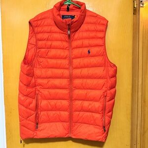 Polo by Ralph Lauren Men's Bright Orange Quilted Vest
